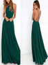 Dark Green Chiffon A Line Prom Dresses LBQ0879